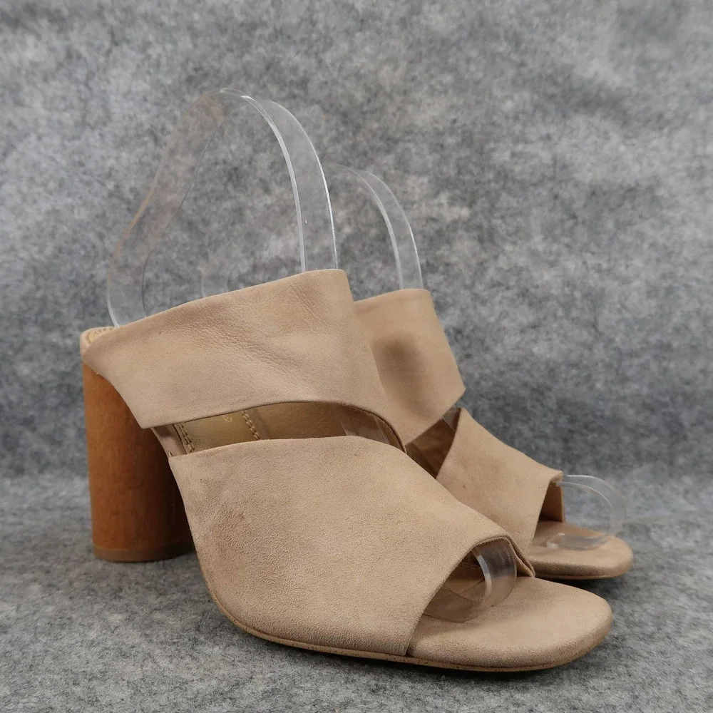 Splendid Shoes Womens 7.5 Serenade Sandal Leather Asymmetrical Straps Block Heel
